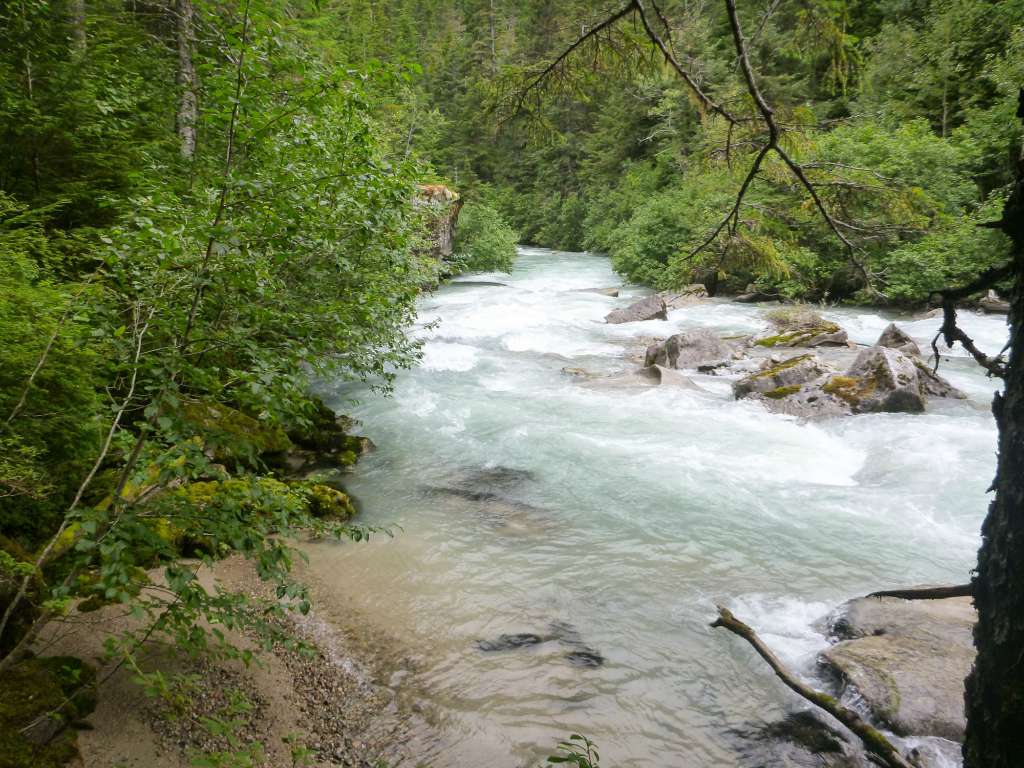 The Taiya River runs alongside the Chilkoot Trail.
