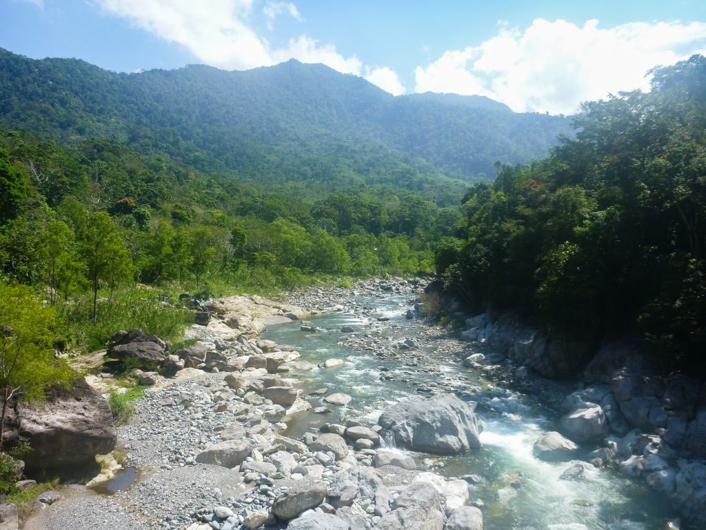 Rio Cangrejal Honduras river through lush jungle covered mountains