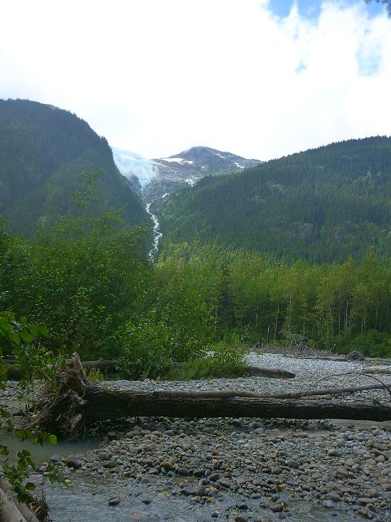A view of a glacier from the Chilkoot Trail