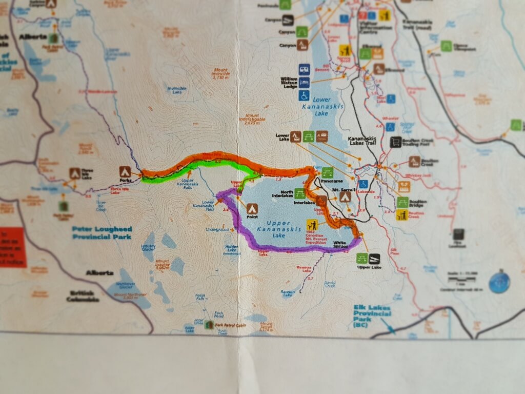 A trail map has various routes highlighted.