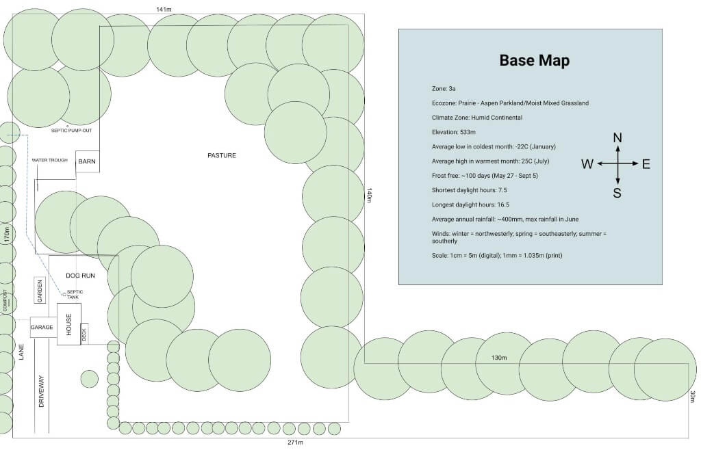 A digital base map shows the outline and features of a property
