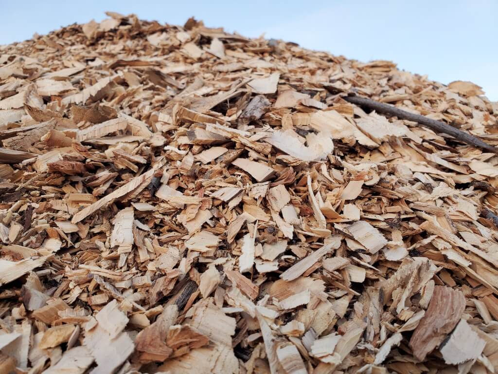 A close up of a pile of woodchip mulch
